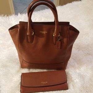 Authentic Coach leather handbag & matching wallet.